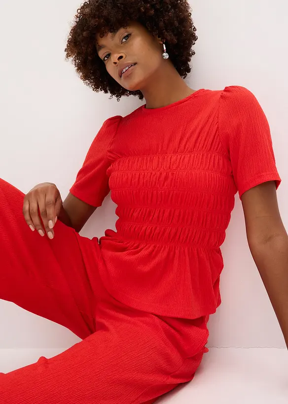 T-shirt avec smocks, bonprix