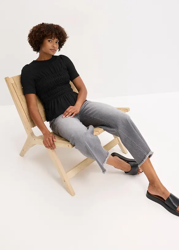 T-shirt avec smocks, bonprix