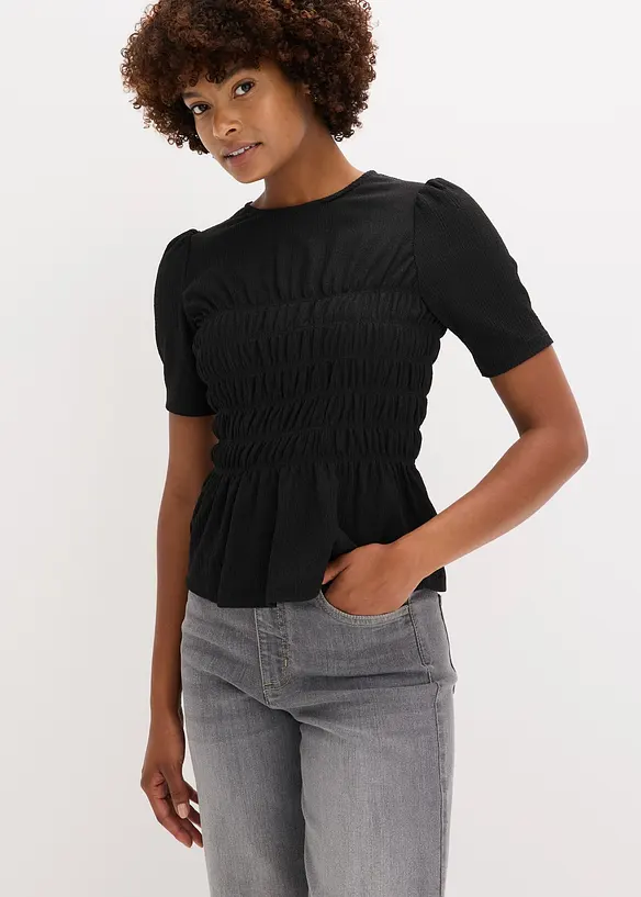 T-shirt avec smocks, bonprix