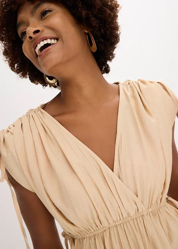 Robe longue à manches amples en matière texturée, bonprix