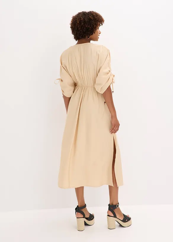 Robe longue à manches amples en matière texturée, bonprix