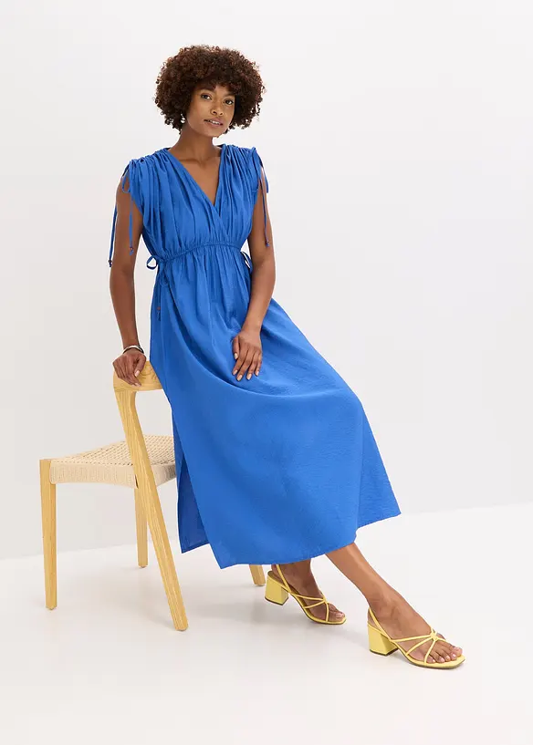 Robe longue à manches amples en matière texturée, bonprix