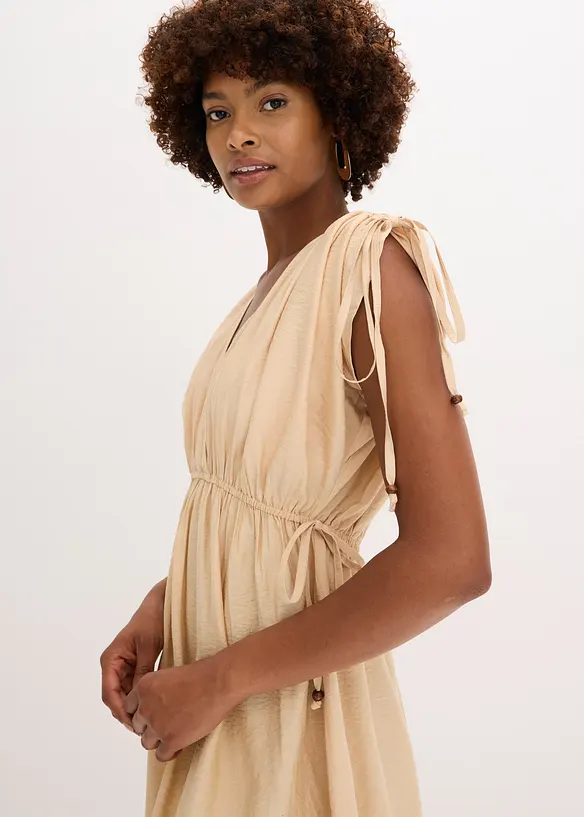 Robe longue à manches amples en matière texturée, bonprix