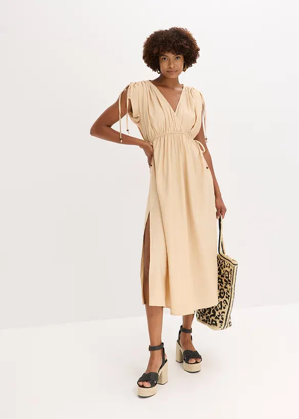 Robe longue à manches amples en matière texturée, bonprix