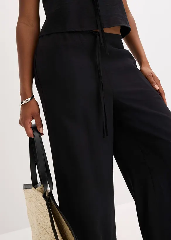 Pantalon palazzo texturé en viscose mélangée, bonprix