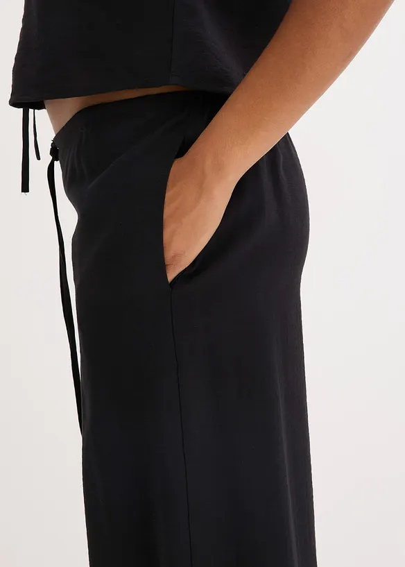 Pantalon palazzo texturé en viscose mélangée, bonprix