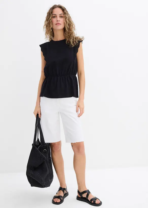 T-shirt avec détails en broderie anglaise, bonprix