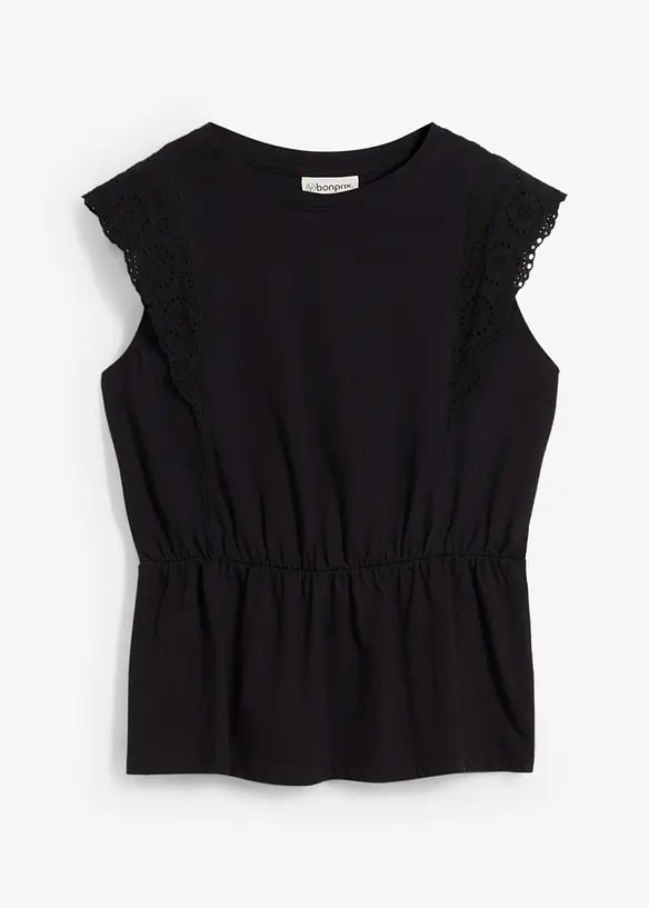 T-shirt avec détails en broderie anglaise, bonprix