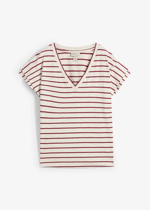 T-shirt rayé à manches volantées, bonprix