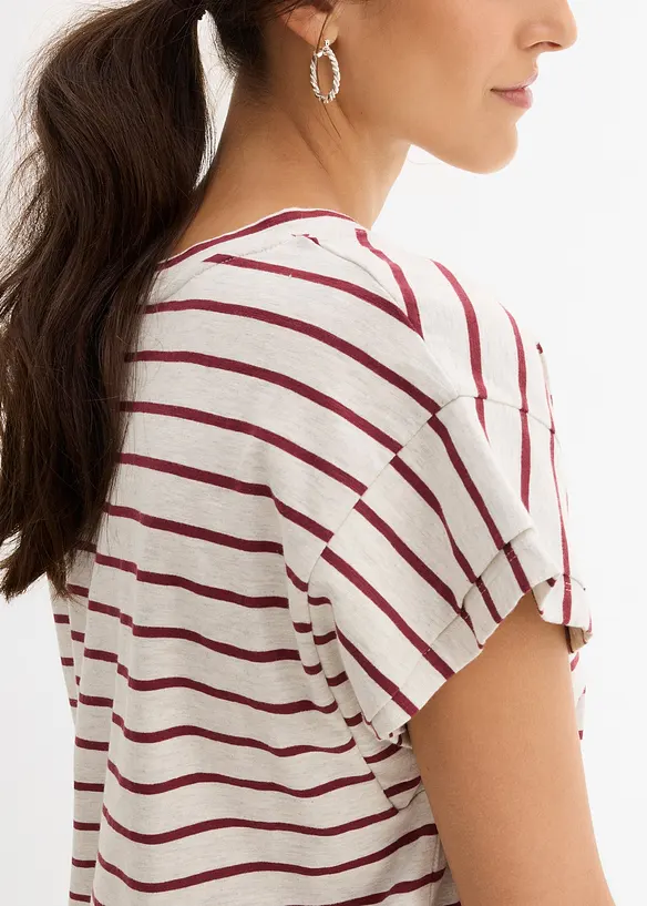 T-shirt rayé à manches volantées, bonprix