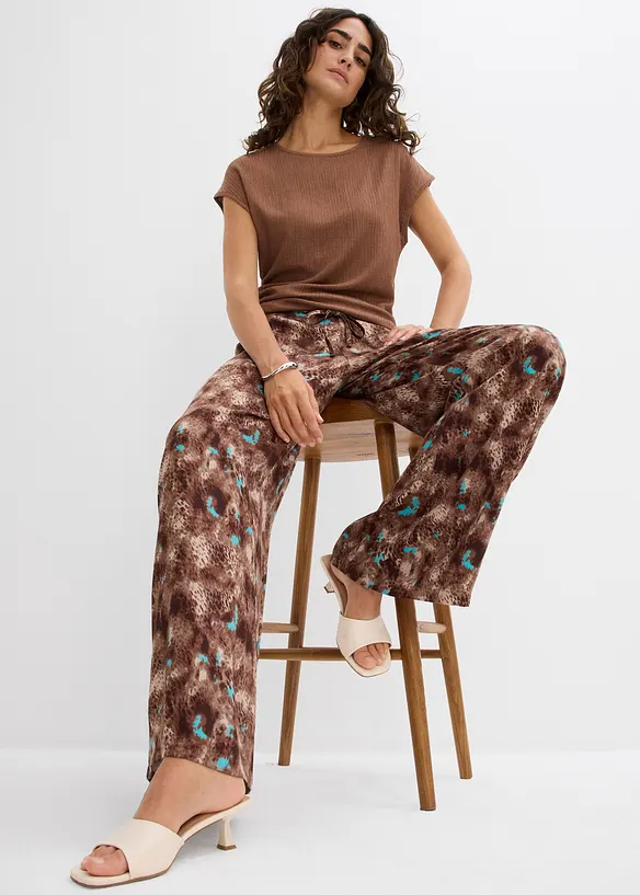 Pantalon taille élastiquée en viscose fluide, bonprix