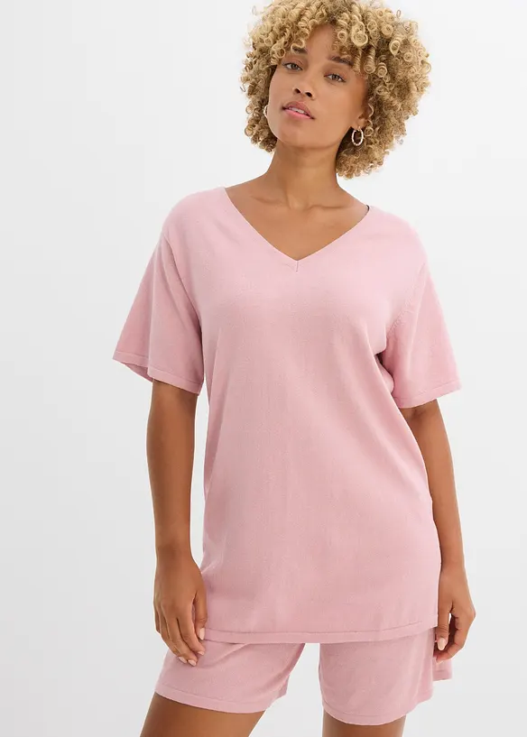 T-shirt en maille fine avec du lin, bonprix