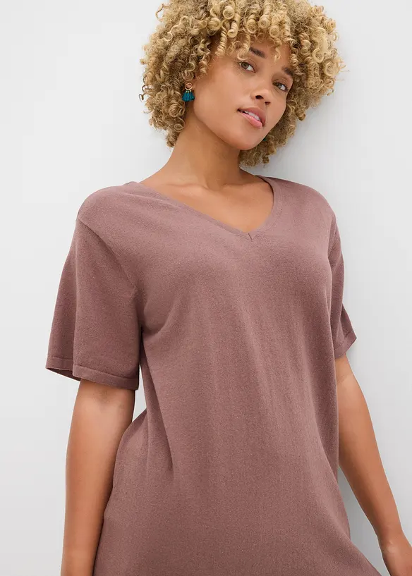 T-shirt en maille fine avec du lin, bonprix