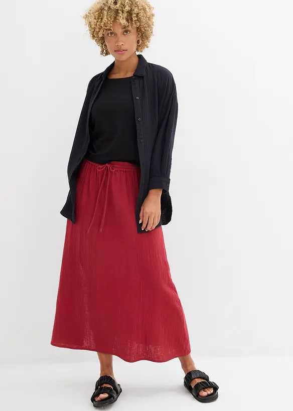 Jupe longue en gaze de coton, bonprix