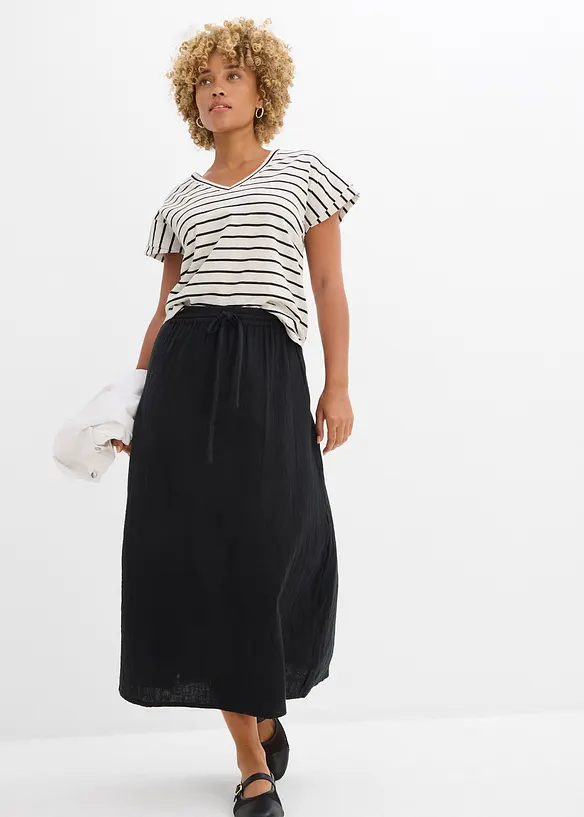 Jupe longue en gaze de coton, bonprix