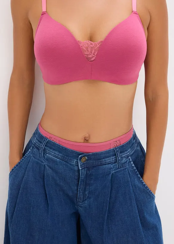 Lot de 2 soutiens-gorge coton à coques sans armatures, bonprix