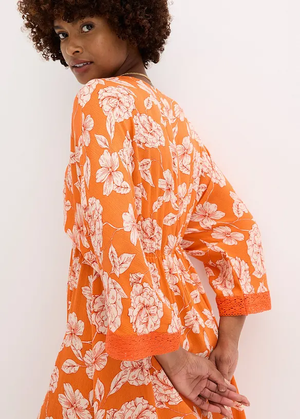 Robe-tunique en viscose texturée avec dentelle, bonprix