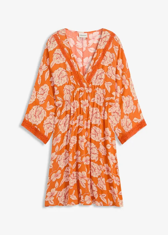 Robe-tunique en viscose texturée avec dentelle, bonprix