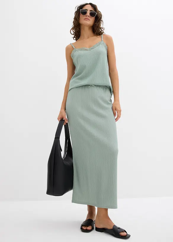 Jupe longue en crêpe léger, bonprix