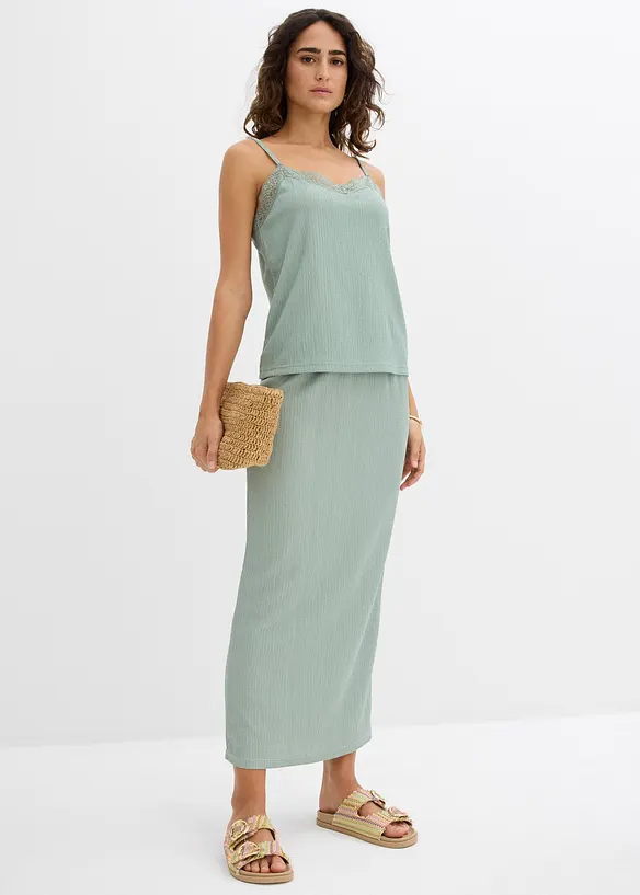 Top à fines bretelles en crêpe léger, bonprix