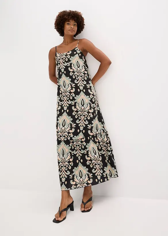 Robe à bretelles en viscose texturée, bonprix