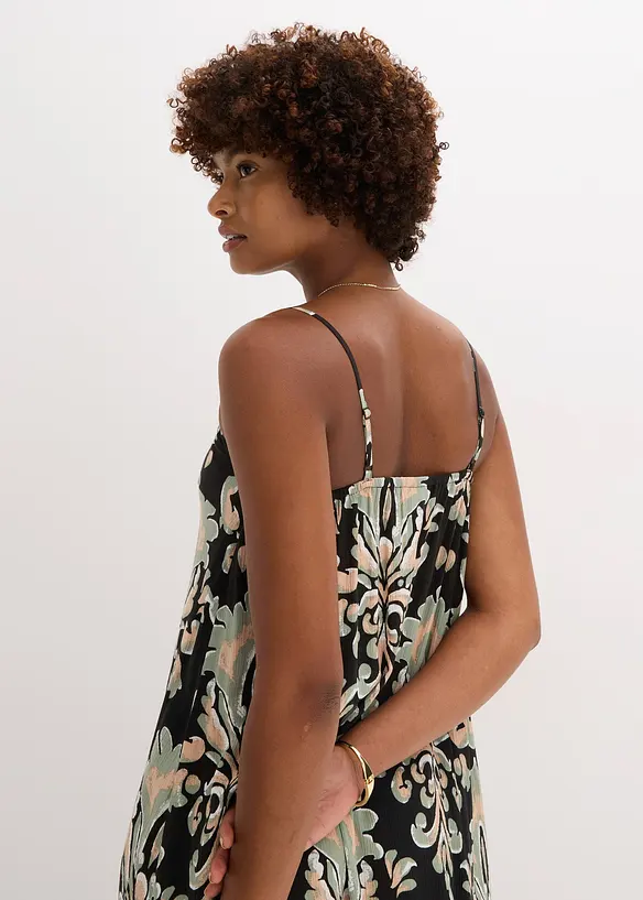 Robe à bretelles en viscose texturée, bonprix