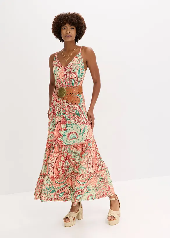 Robe à fines bretelles en jersey viscose extensible, bonprix