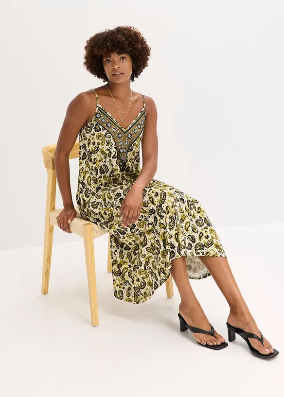 Robe à fines bretelles en viscose extensible, bonprix