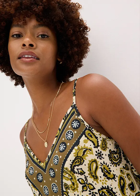 Robe à fines bretelles en viscose extensible, bonprix