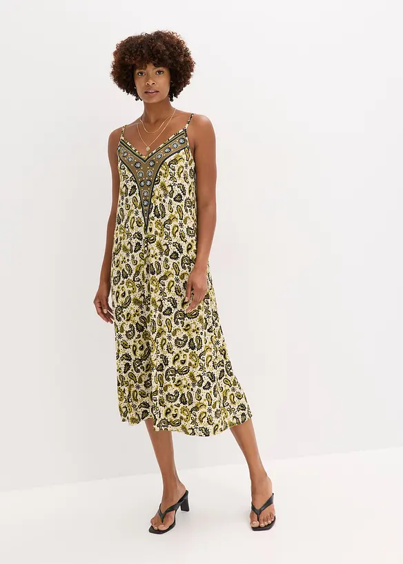 Robe à fines bretelles en viscose extensible, bonprix