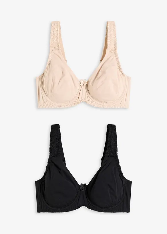 Lot de 2 soutiens-gorge moulés avec armatures avec coton, bonprix