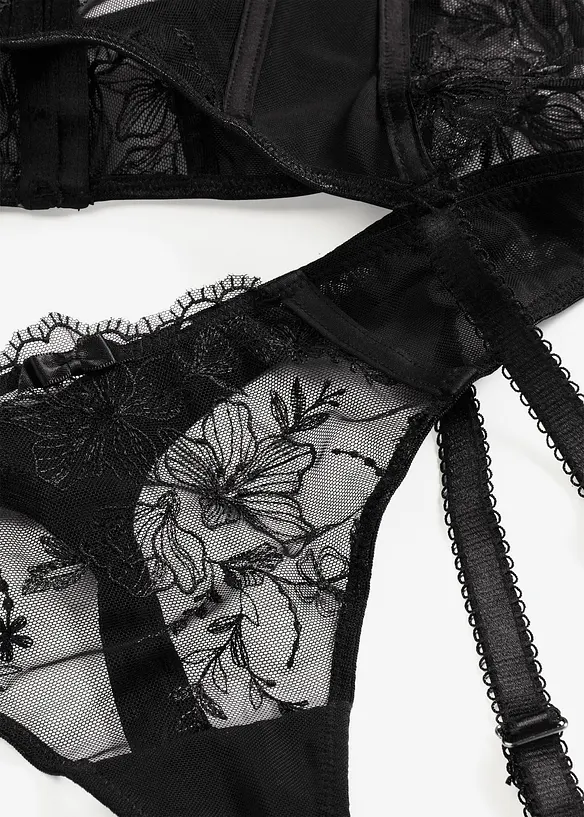 Guêpière à armatures et string avec broderies (ens. 2 pces), bonprix