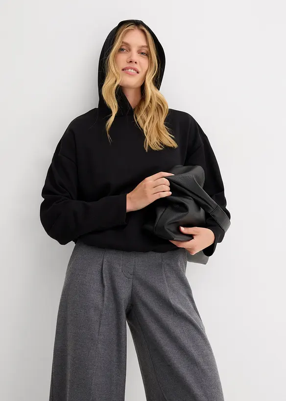 Sweat à capuche légèrement brillant en viscose mélangée, bonprix