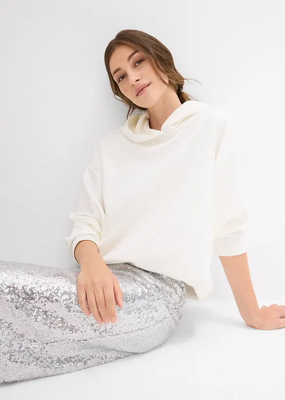 Sweat à capuche légèrement brillant en viscose mélangée, bonprix