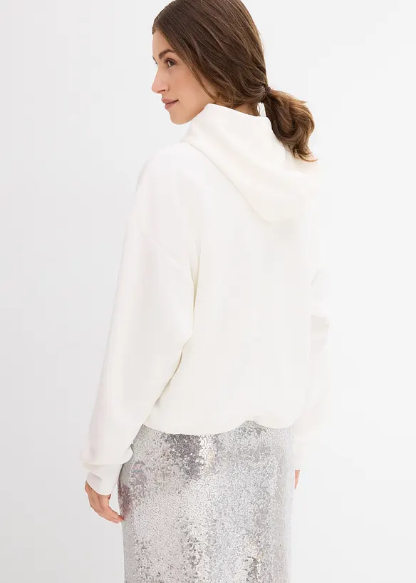 Sweat à capuche légèrement brillant en viscose mélangée, bonprix