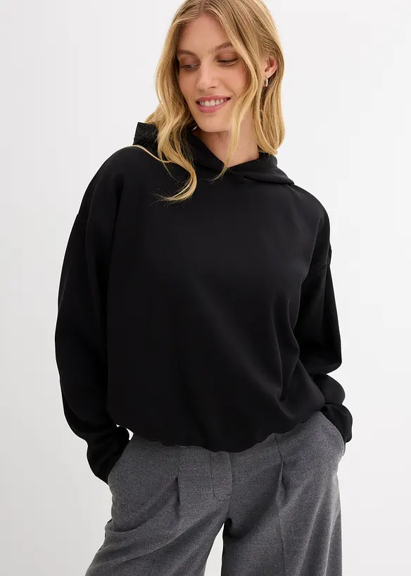 Sweat à capuche légèrement brillant en viscose mélangée, bonprix