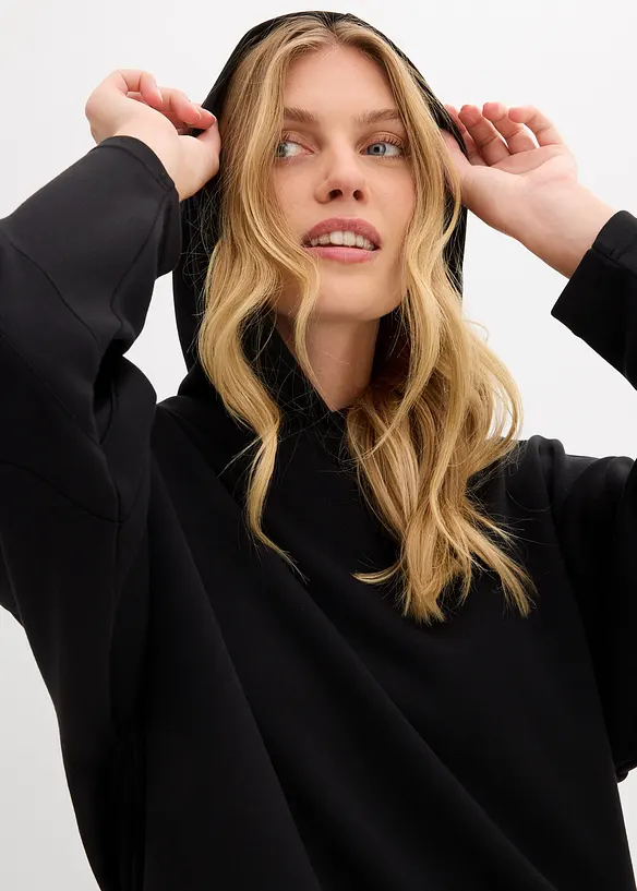 Sweat à capuche légèrement brillant en viscose mélangée, bonprix