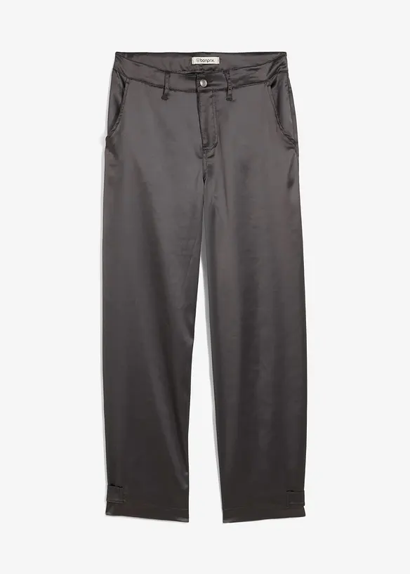 Pantalon barrel en satin fluide, bonprix