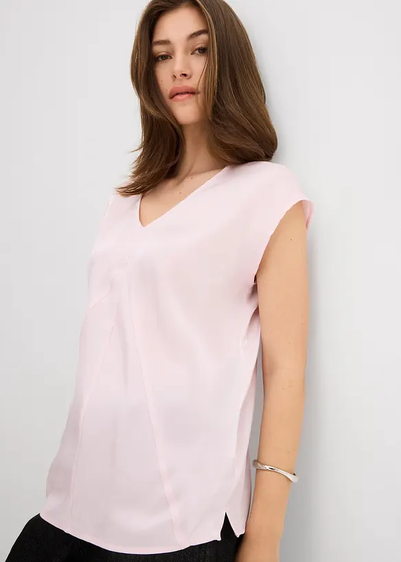 Blouse manches courtes en satin brillant, bonprix