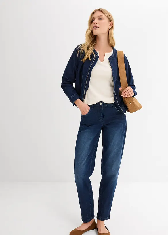 Jean barrel taille mi-haute, bonprix