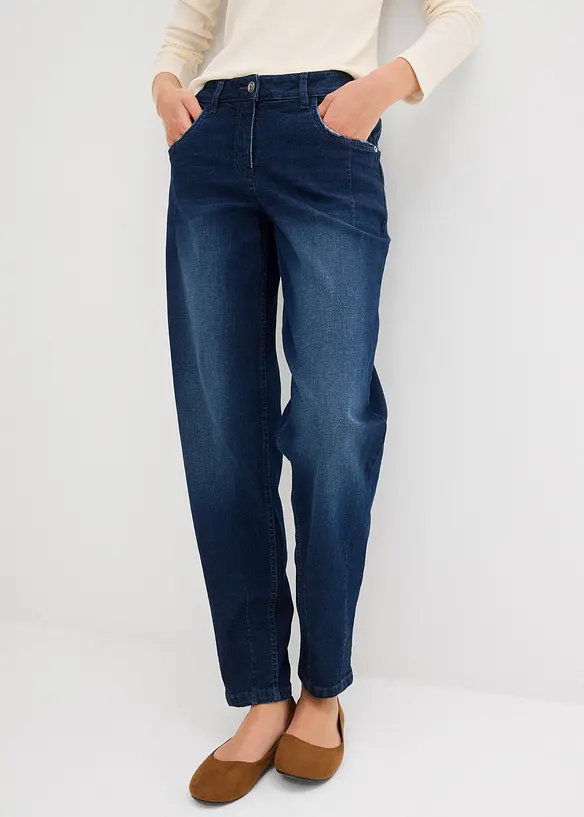 Jean barrel taille mi-haute, bonprix