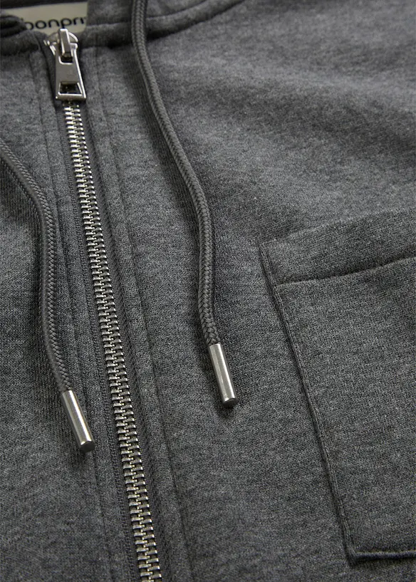 Sweat zippé à capuche avec polyester recyclé, bonprix