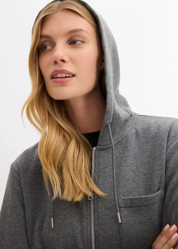 Sweat zippé à capuche avec polyester recyclé, bonprix