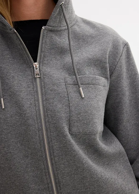 Sweat zippé à capuche avec polyester recyclé, bonprix