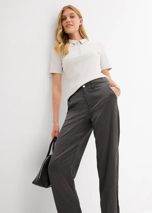 Pantalon barrel en satin fluide, bonprix