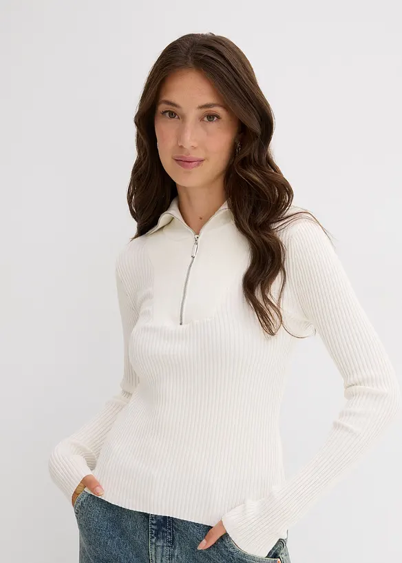 T-shirt doux et côtelé en viscose mélangée, bonprix