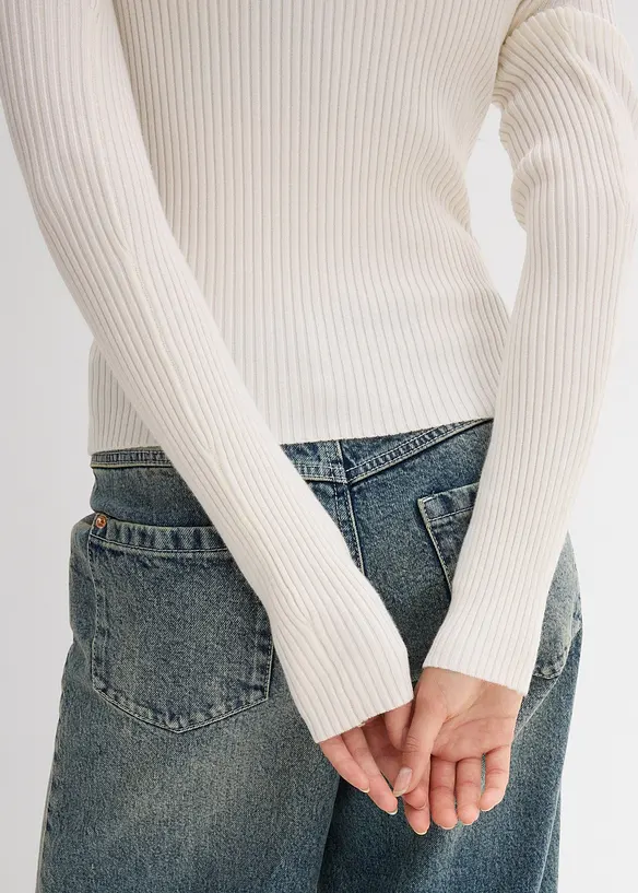 T-shirt doux et côtelé en viscose mélangée, bonprix