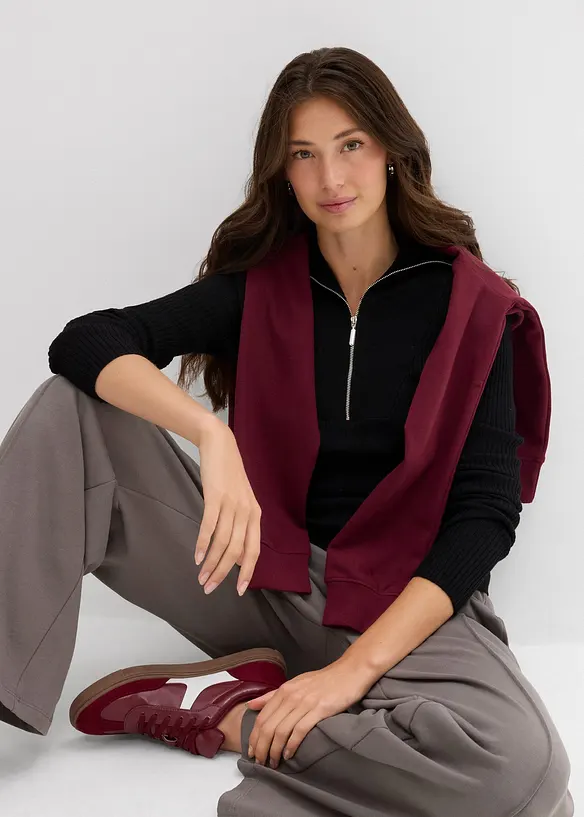 T-shirt doux et côtelé en viscose mélangée, bonprix