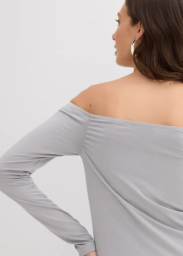 T-shirt col Bardot en jersey léger, bonprix