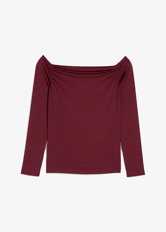 T-shirt col Bardot en jersey léger, bonprix